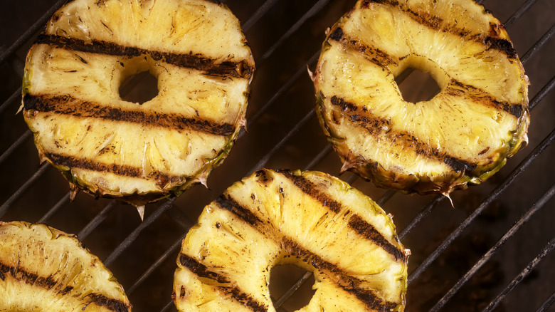 Pineapple rings on grill