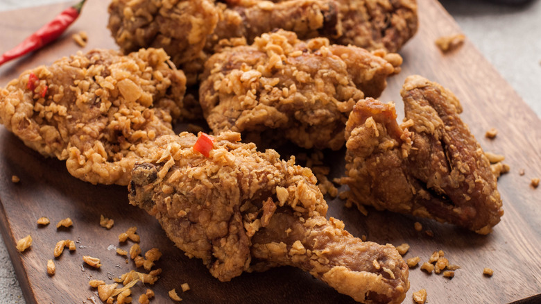 Various cuts of fried chicken