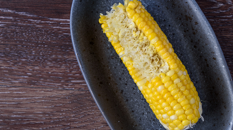 partially eaten corn on the cob