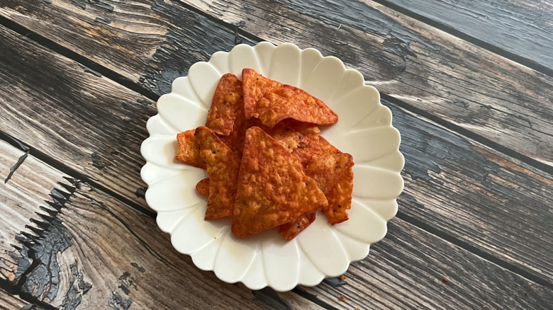 Plate of Doritos Flamin' Hot Korean-Style BBQ chips