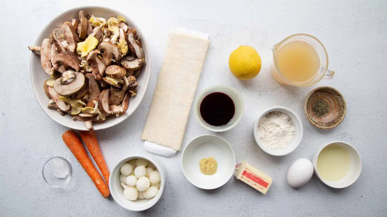 Ingredients laid out for mushroom pot pie