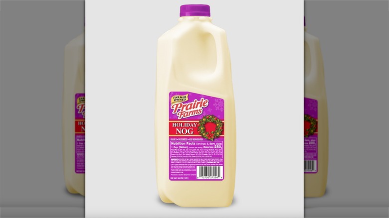 Bottle of Prairie Farms eggnog