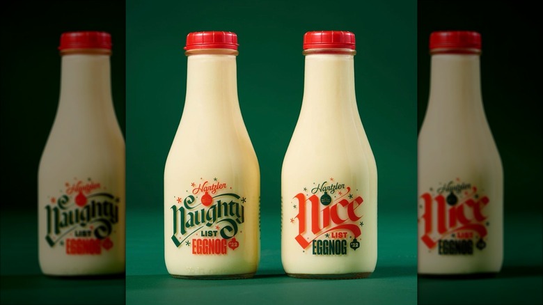 Two bottles of Hartzler eggnog