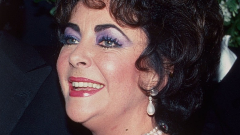 Elizabeth Taylor in 1981 wearing purple eyeshadow