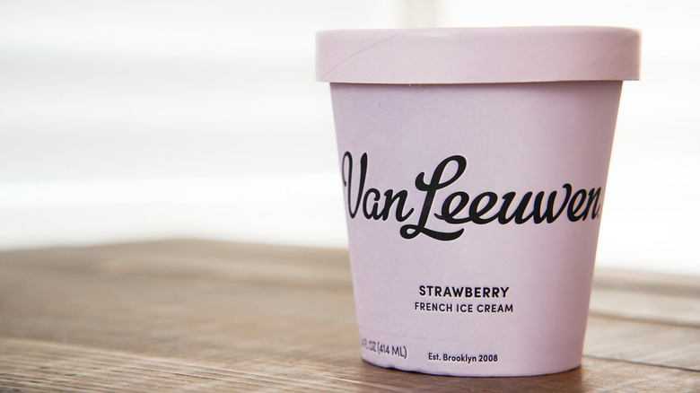 Pint of Van Leeuwen strawberry ice cream