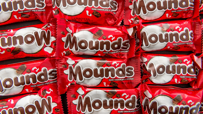 packages of Mounds coconut candy bars