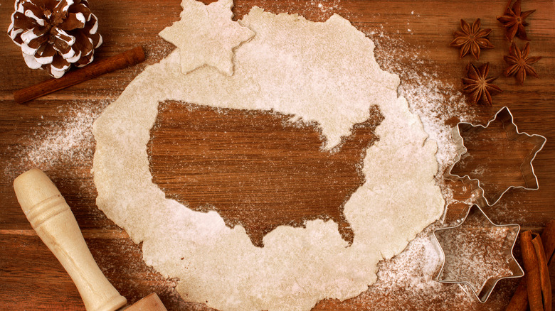 Cookie dough with USA map shape