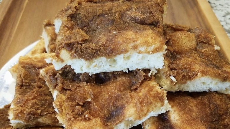 closeup of Moravian sugar cake