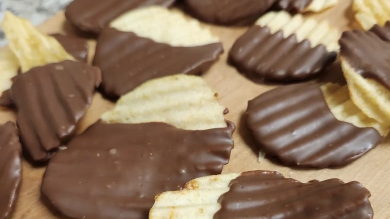 chocolate dipped potato chips