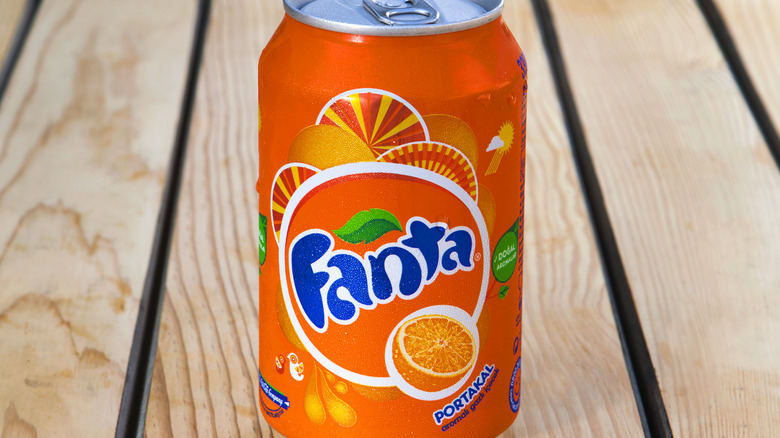 Fanta can on table