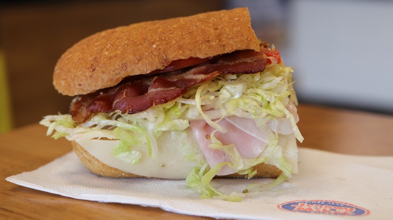 Jersey Mike's sandwich with bacon, lettuce, and turkey