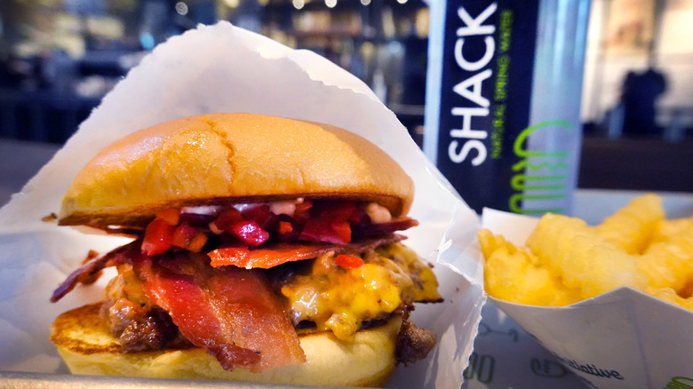 Shake Shack burger containing bacon