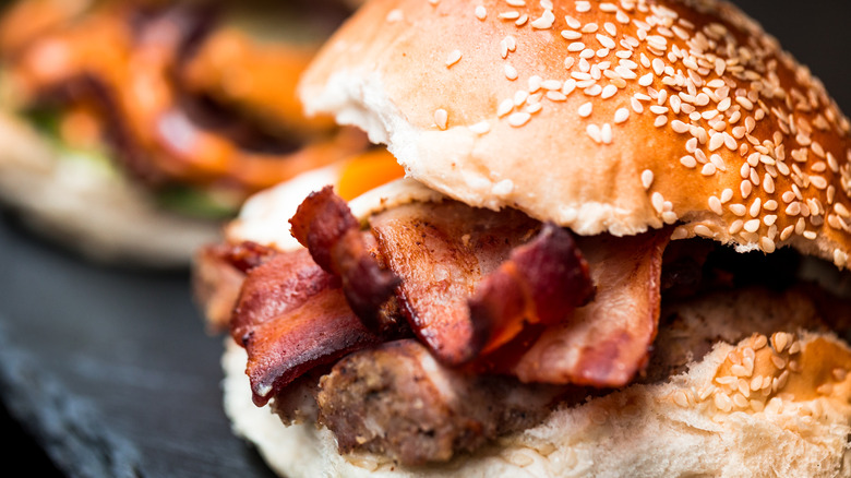 Bacon inside burger bun