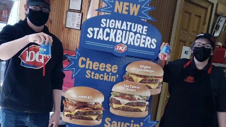 dairy queen employees stackburger standee