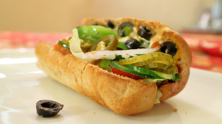 Subway sandwich with veggies