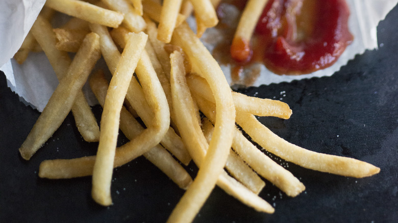 Fast food french fries with ketchup