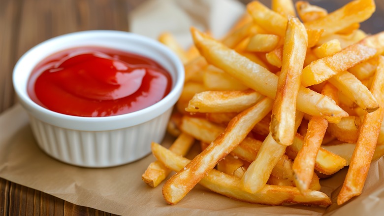 French fries with ketchup