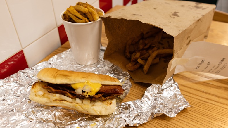 Five Guys hot dog and fries 