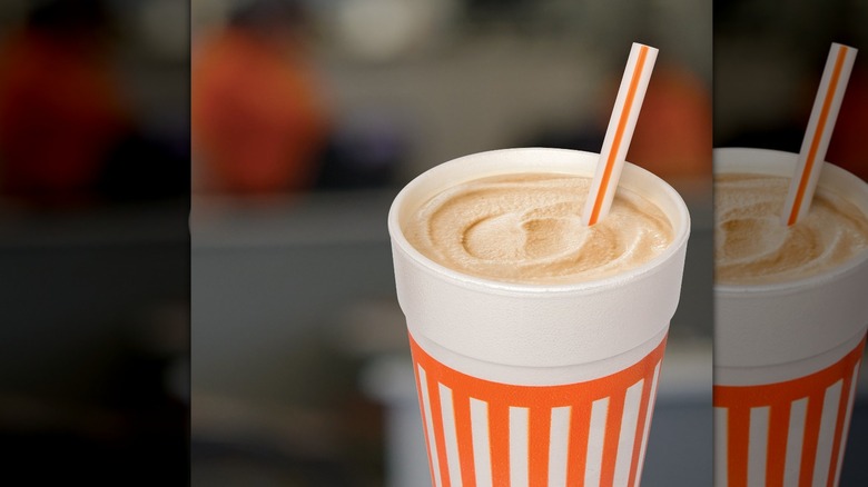 Whataburger milkshake with straw