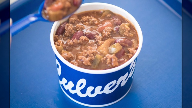 Culver's chili in paper cup