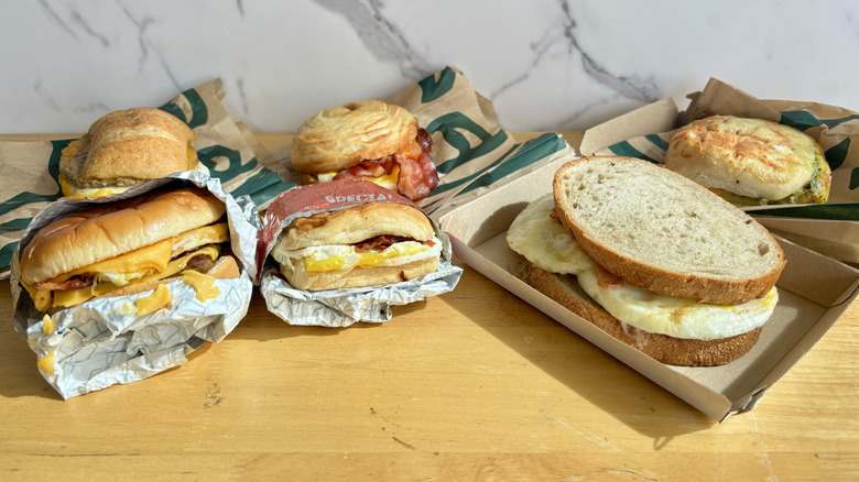 Assorted egg breakfast sandwiches