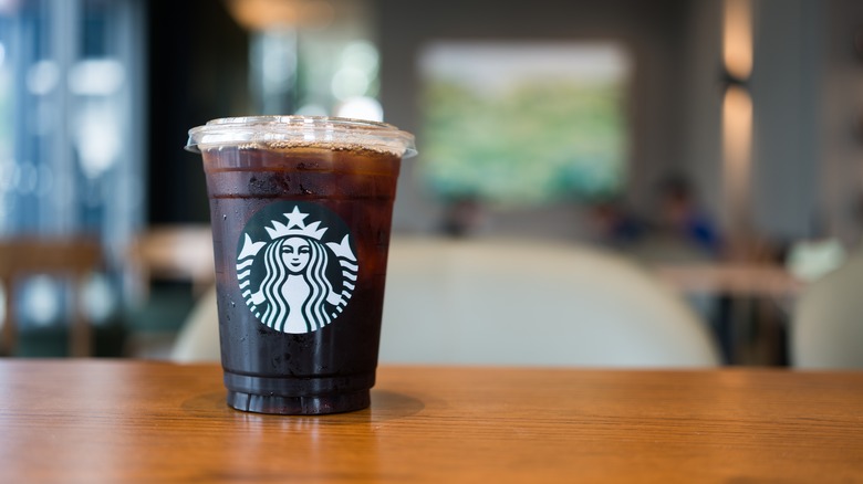 Starbucks' iced coffee on table