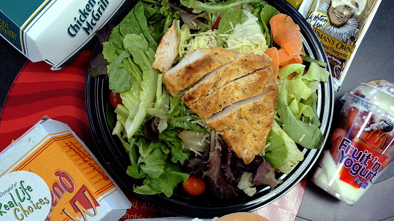 McDonald's salad topped with grilled chicken