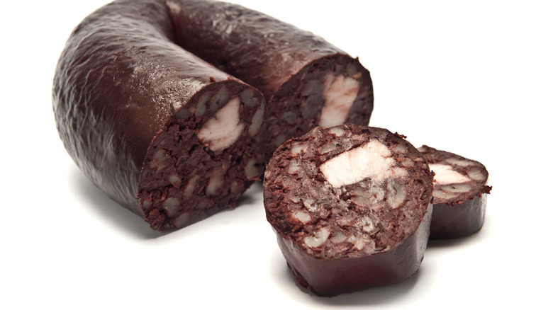 Black pudding sausage slices