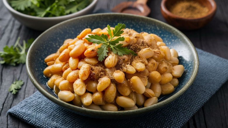 bowl of cooked lima beans