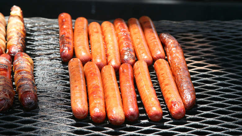 Hot dogs on a grill