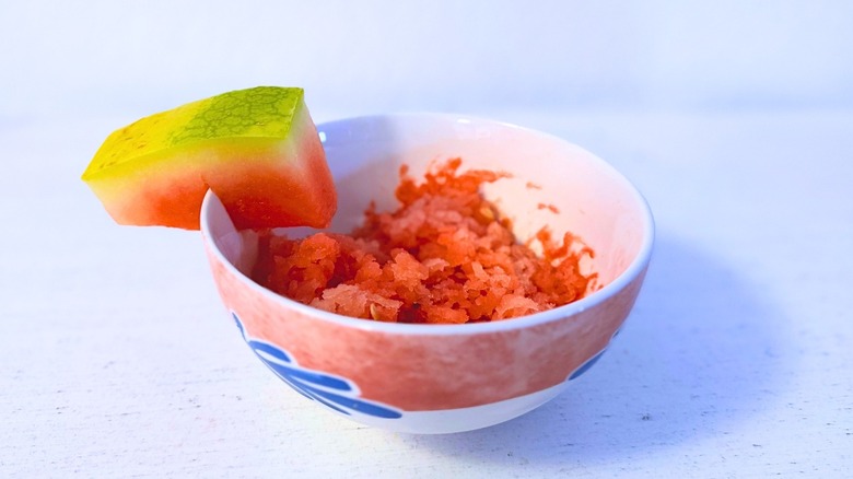 watermelon shaved ice in bowl 