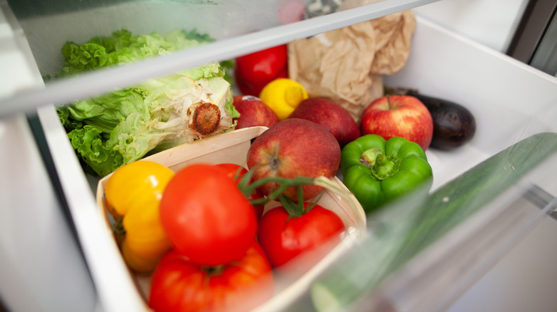 Vegetables in fridge drawer