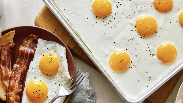 Making eggs on a sheet pan