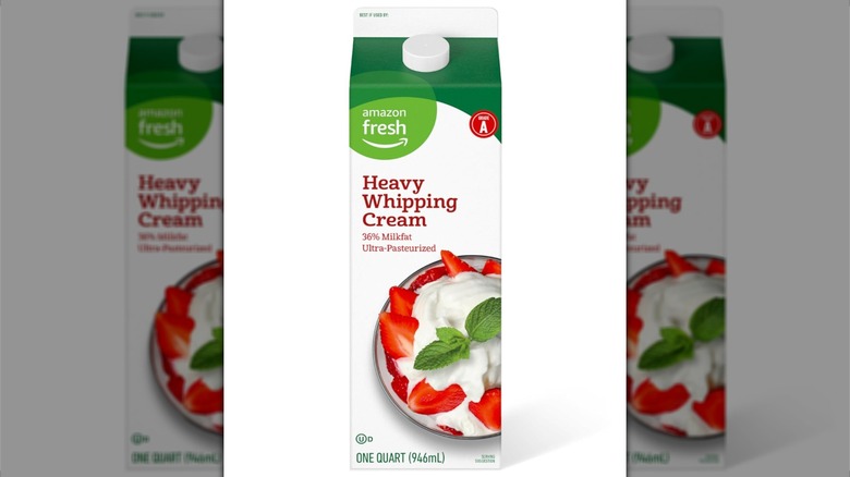 Container of heavy cream