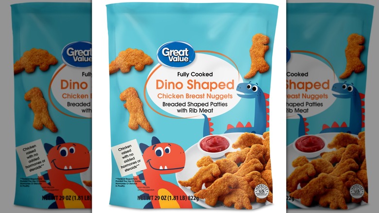 Great Value Dino Shaped Chicken Breast Nuggets package