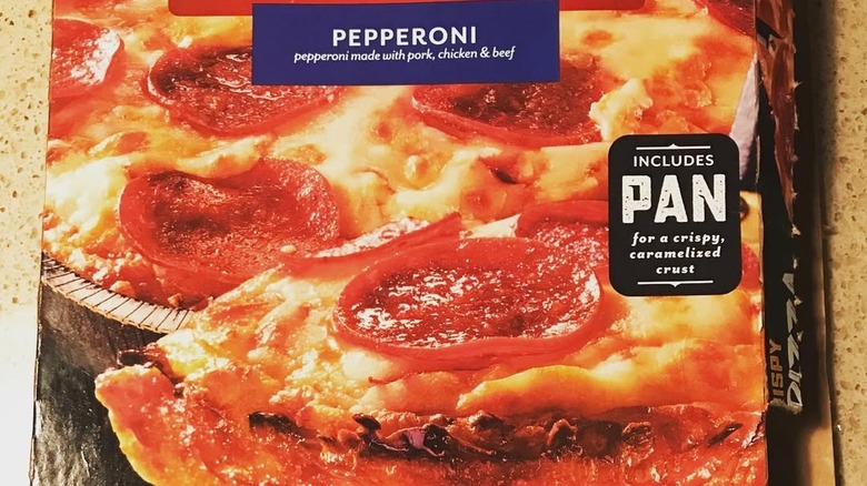 Close-up of DiGiorno pepperoni pizza