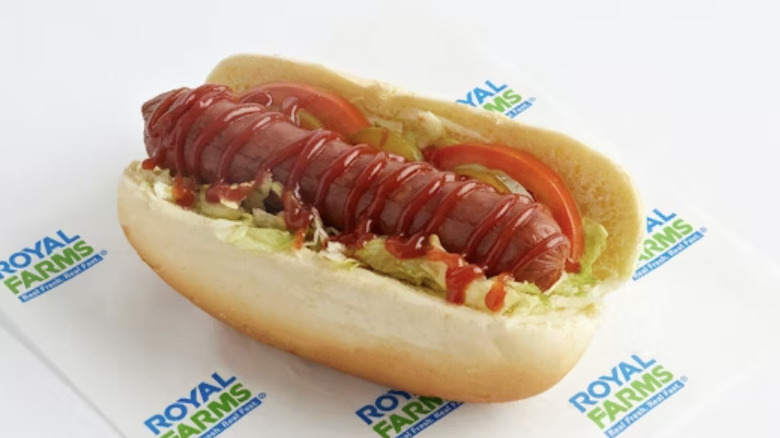 Royal Farms hot dog with toppings