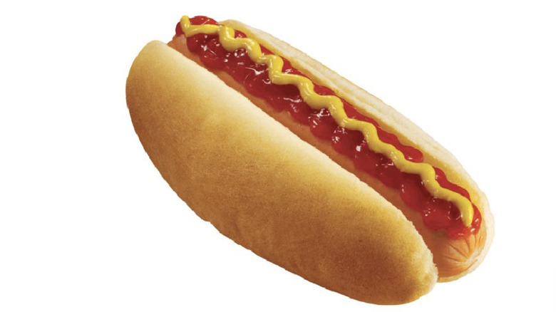 Speedway hot dog with mustard and ketchup