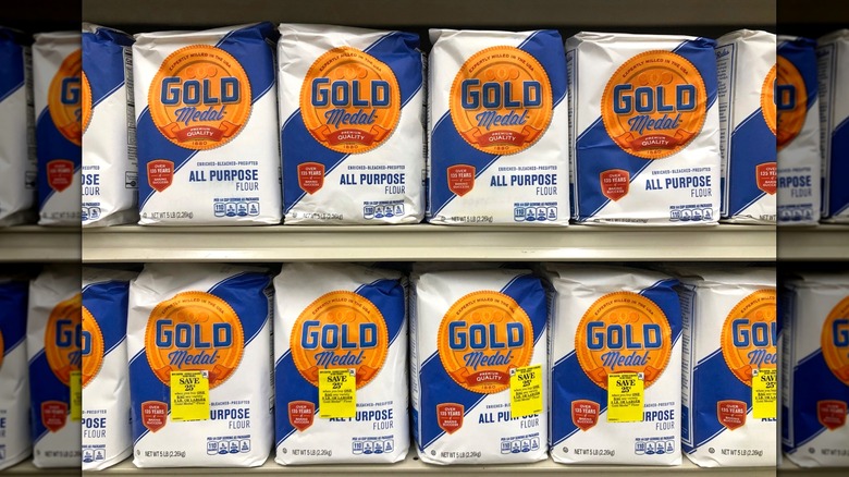 Gold Medal All Purpose Flour on grocery store shelves