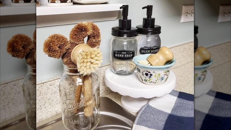 Mason jar kitchen sink soap dispenser