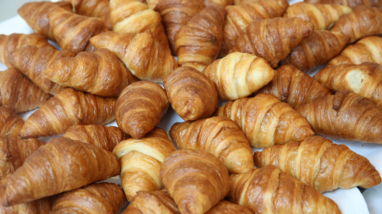 A pile of golden croissants