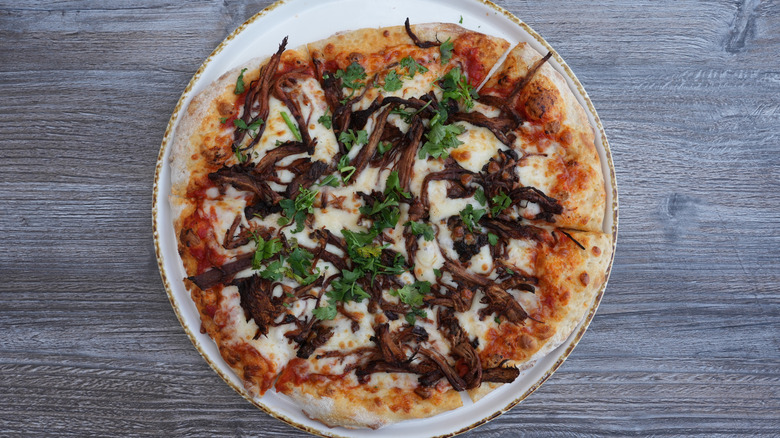 Pulled pork on a pizza