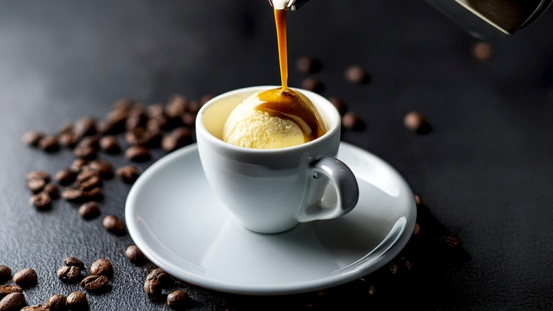 Freshly served affogato