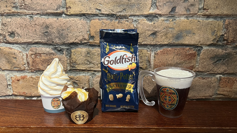 various butterbeer flavored food items