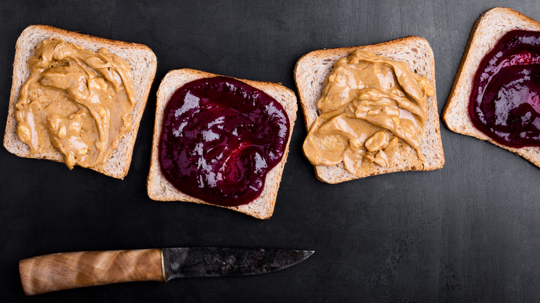 Assembling PB&J sandwiches