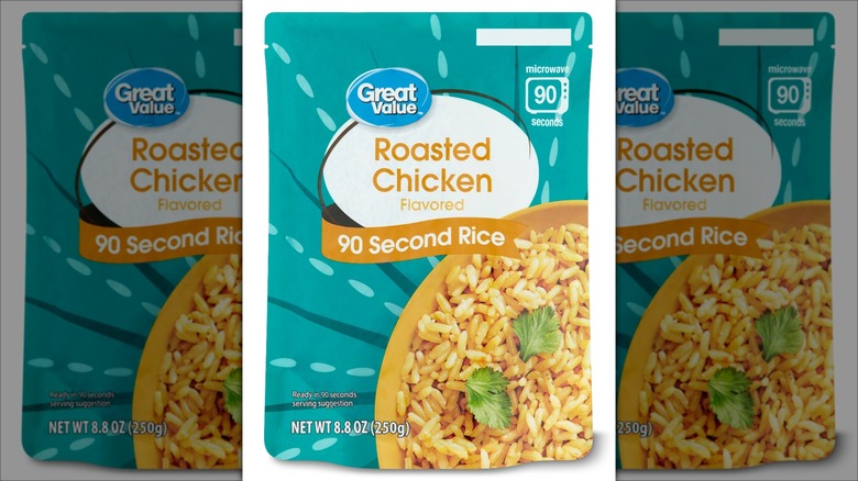 Package of Walmart Great Value chicken rice pouch