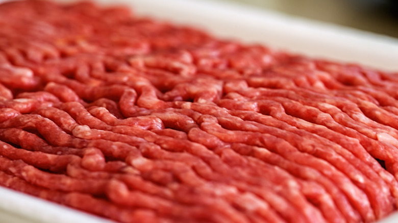 Close-up of ground beef