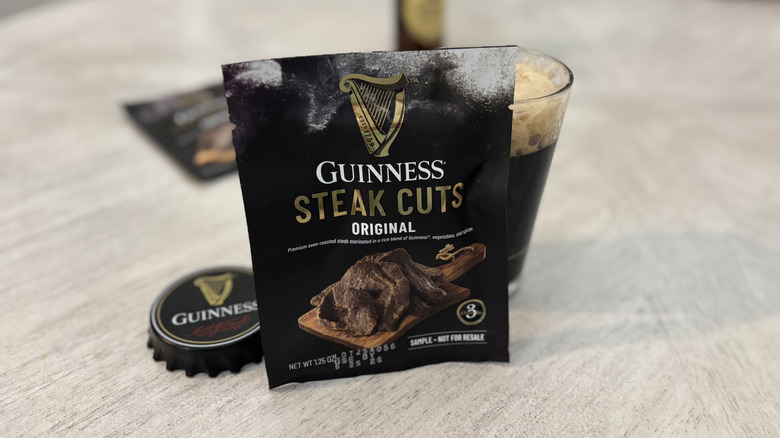 Poured Guinness with jerky