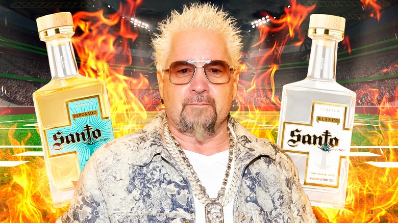 Guy Fieri, fire, Santos tequila, Super Bowl football