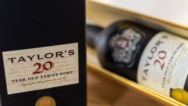 close-up of a box of Taylor's port wine